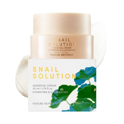 Moisturizing Snail Solution Cream - Nature Republic Korean Skin Care Texture Wrinkles Fine Lines Improving Elasticity Strengthen 52ml/1.75fl.oz