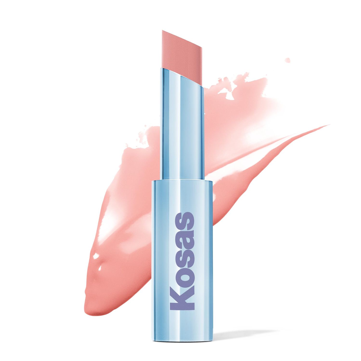 Kosas Wet Stick Moisturizing Shiny Sheer Lipstick with Ceramides, Hyaluronic acid, Peptides and Mango Butter - Soothes, Softens, and Moisturizes Lips - Baby Rose