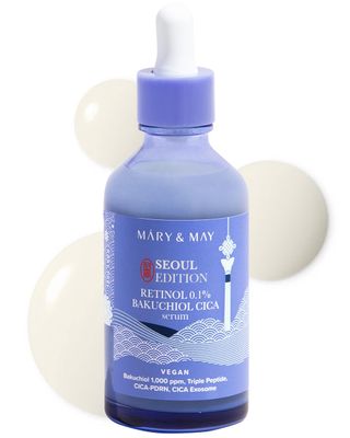 Mary&amp;May SEOUL EDITION Retinol 0.1% Bakuchiol Cica Serum - Korean Face Serum for Pore Elasticity &amp; Wrinkle Improvement - Cica and Peptides - Fragrance-Free, Vegan, and Cruelty-Free, 2.7 fl.oz.