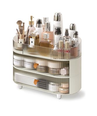 MEAJIO Makeup Organizer with 2 Drawers and 1 Clear Tray, Stackable Cosmetic Organizers and Skincare Storage box for Vanity and Countertop