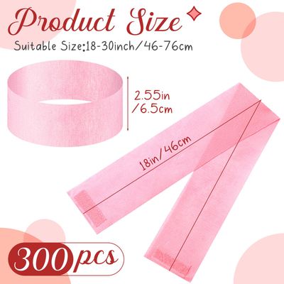 Juinte 300 Pcs Disposable Spa Facial Headbands Pink Spa Headband Stretch Non Woven Facial Headband Skin Care Soft Make up Hair Band with Convenient Closure for Women Sport Yoga Salon Shower