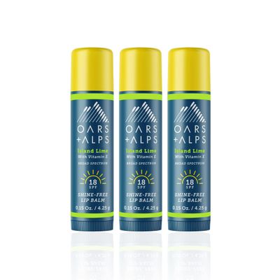 Oars + Alps Shine Free Lip Balm and SPF 18 Sunscreen, Lip Care with Island Lime Scent, Water and Sweat Resistant, 0.15 Oz Each, 3 Pack