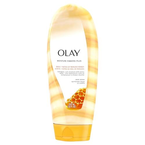 Olay Moisture Ribbons Plus Body Wash for Women, Shea + Manuka Honey Scent, 18 fl oz