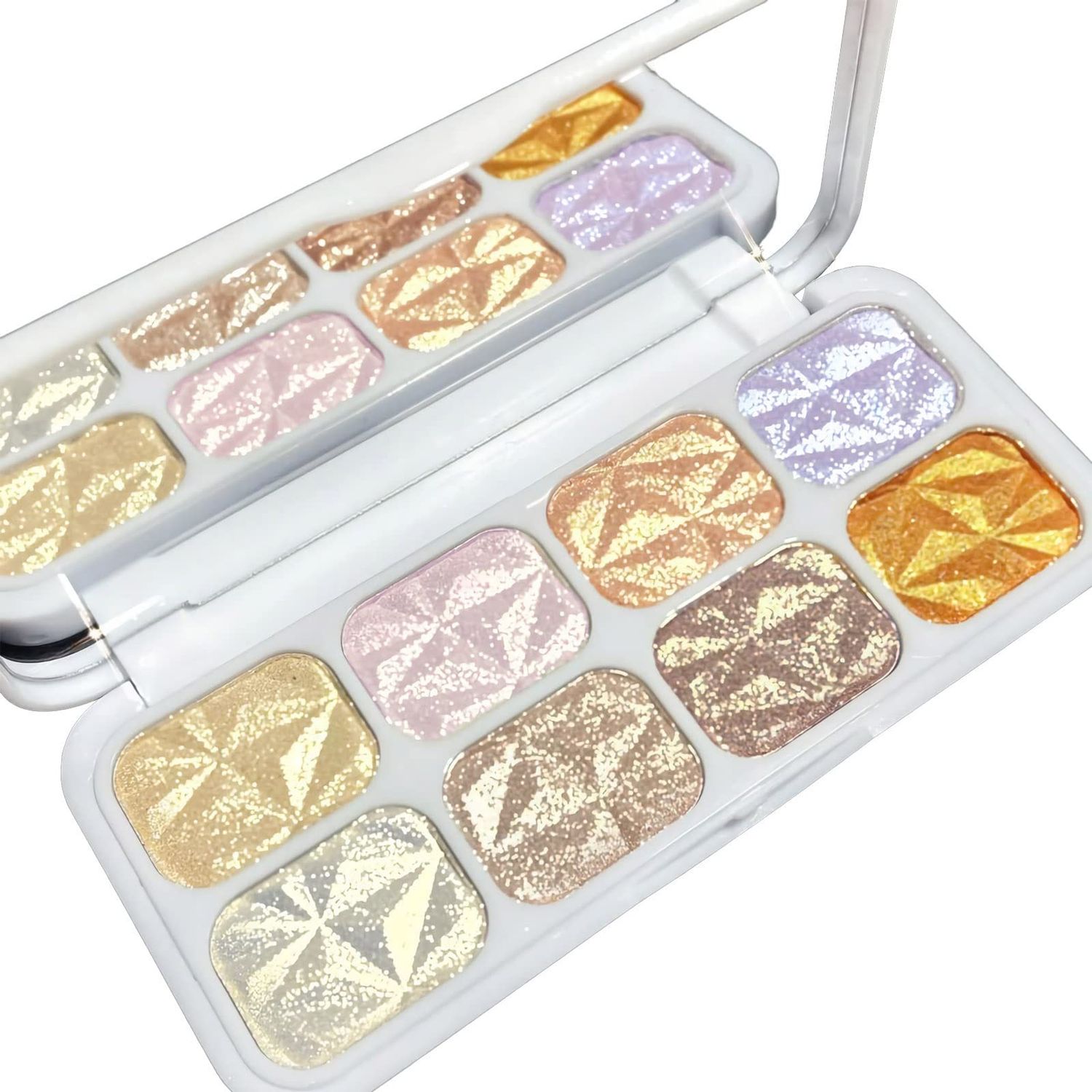 SUMEITANG 8 Colors Face Highlighter Makeup PaletteShimmer Glitter Multichrome Highlight PowderAll Sparkling Shades Can Be layered or Worn Individually to Enhance and Brighten Your Face Features