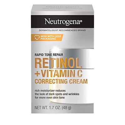 Neutrogena Retinol + Vitamin C Correcting Cream, Rapid Tone Repair Face &amp; Neck Cream with Hyaluronic Acid for Dark Spots, Fine Lines &amp; Wrinkles, 1.7 oz