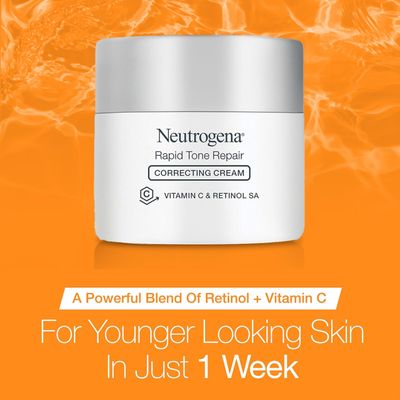 Neutrogena Retinol + Vitamin C Correcting Cream, Rapid Tone Repair Face & Neck Cream with Hyaluronic Acid for Dark Spots, Fine Lines & Wrinkles, 1.7 oz