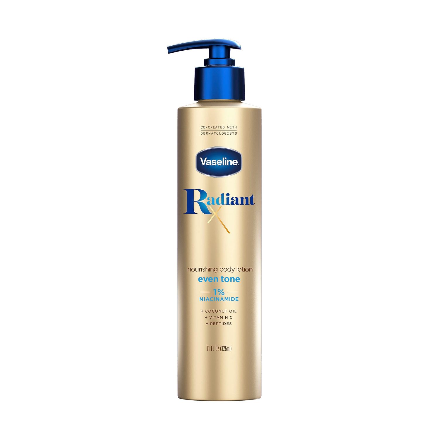 Vaseline Radiant X Even Tone Nourishing Body Lotion With 1% Niacinamide, Coconut Oil, Vitamin C, &amp; Peptides 11 oz