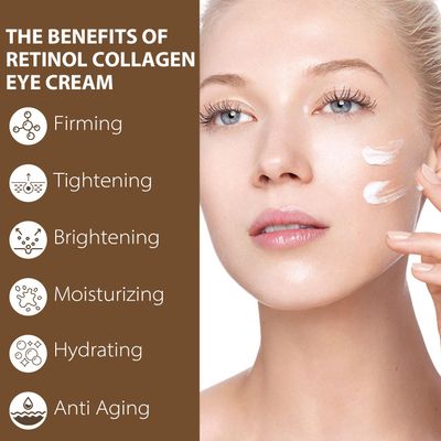 Retinol Collagen Eye Cream with Caffeine and Vitamin C for Puffiness Wrikles and Dark Circles, Beauty Care Gifts for Women, Skin Care Under Eye Treatment Cream for Daily Care for All Skin Type
