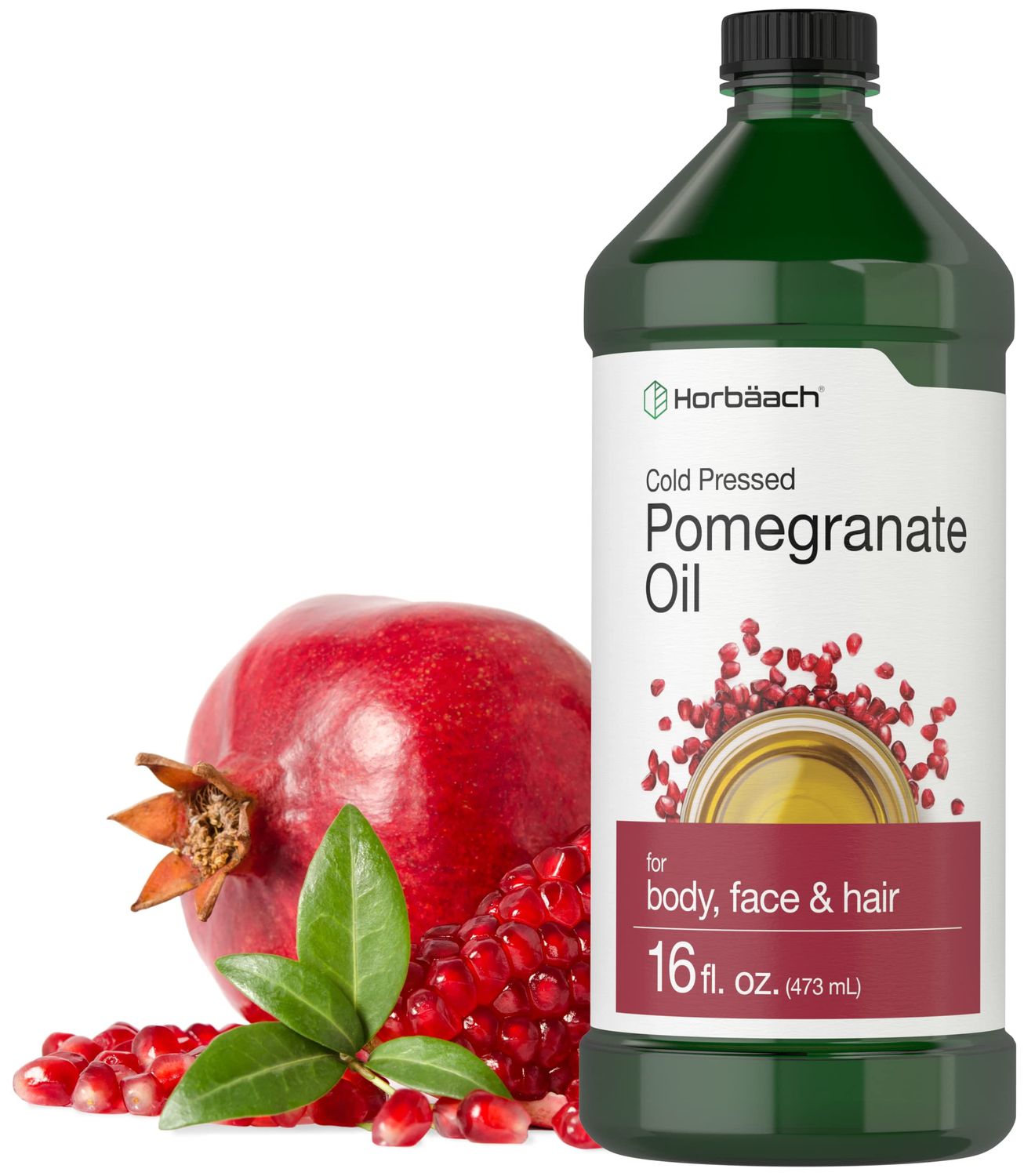 Horbach Pomegranate Seed Oil for Face, Skin, &amp; Hair | 16 oz | Non Comedogenic &amp; Cold Pressed | SLS &amp; Paraben Free