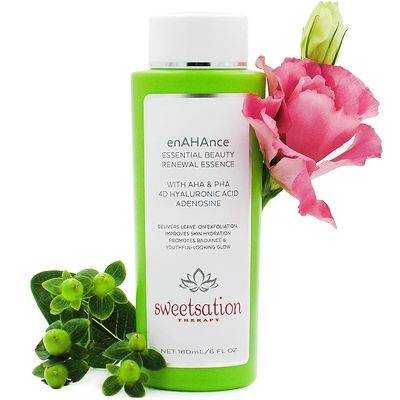 Sweetsation Therapy/Yunasence New ENAHANCE Essential Beauty Renewal Essence, 6oz. with AHA+PHA, 4-D Hyaluronic Acid. Gentle Facial Peel for Brighter, Younger, More Even Skin.