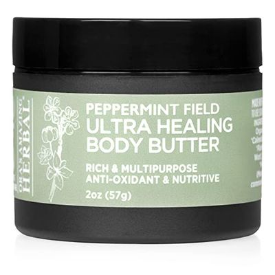 Ora&#39;s Amazing Herbal Ultra Healing Body Butter, Intensive Moisturizer For Dry Skin, Spearmint &amp; Bergamot Essential Oil, 2 oz, Peppermint Field Scent