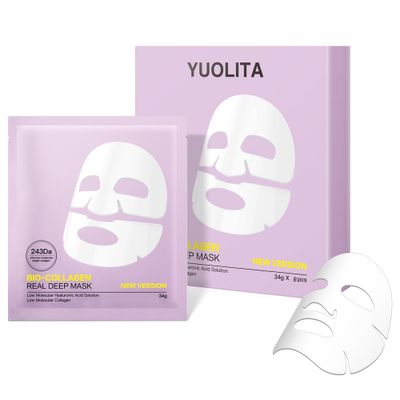 YUOLITA Deep Collagen Jelly Gel Face Mask,Bio-Collagen Facial Mask for Glass Glow Skin,Hydrating Hydrogel sheet Overnight Mask, low molecular weight collagen for lifting, firming, and moisturizing