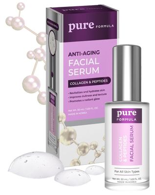 Pure Formula Collagen and Peptides Face Serum - Reduce Wrinkles &amp; Fine Lines, Moisturizing, Skin Firming &amp; Lifting Facial Serum - Cruelty Free Korean Skin Care For All Skin Types - 1.69 Fl. oz/ 50ml