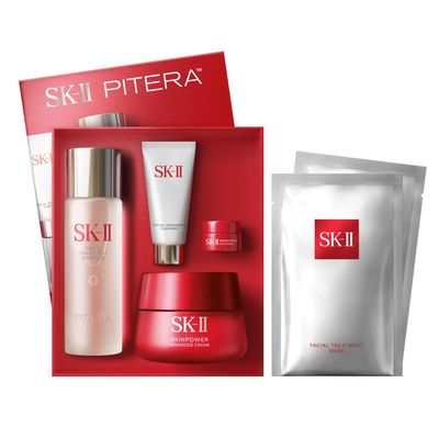 SK-II Anti Aging Skincare Gift Set - Includes Full Size Skincare Products - Facial Cleanser, Facial Essence, SKINPOWER Face &amp; Eye Cream &amp; 2 Treatment Masks (6 Count)