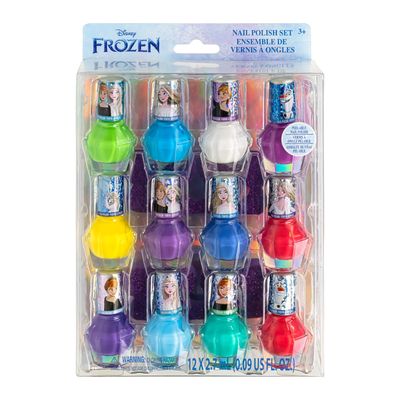 Townley Girl Disney Frozen Elsa and Anna Non-Toxic Peel-Off Water-Based Safe Quick Dry Nail Polish Gift Kit Set for Kids Girls with Bonus Nail Separators, 14 Pc Set (All Solid Colors)