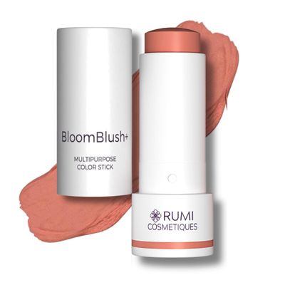Rumi Cosmetiques BloomBlush+ Multipurpose Color Stick For Older Women - Blush, Lipstick &amp; Contour in 1- Radiant, Healthy Glow &amp; Nourishing Formula - For Sensitive Skin (Nude Peach, Regular)