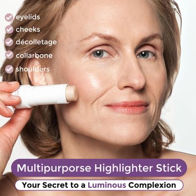 Rumi Cosmetiques InstantGlow+ Multipurpose 4-in-1 Highlighter Stick For Older Women - Radiant Glow & Nourishing Formula - For Face, Shoulders, Decolletage - For Sensitive Eyes (Vanilla, Regular)