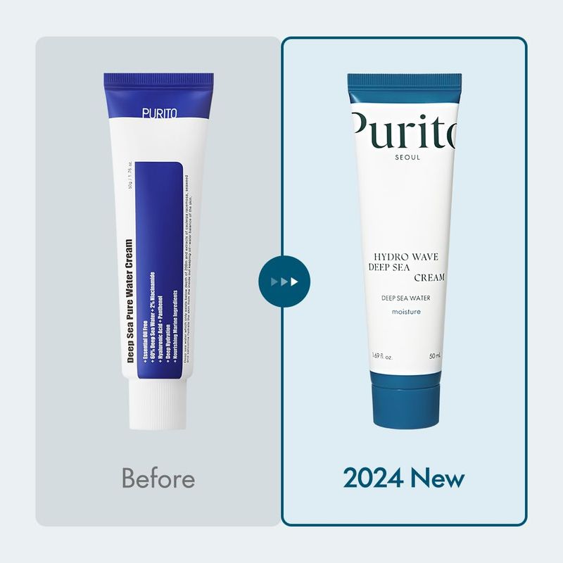 PURITO Deep Sea Cream, Hydration, Lightweight, for All Skin Types, Daily Face Moisturizer, Vegan &amp; Cruelty-Free, Korean Skin Care, 50ml 1.69fl.oz