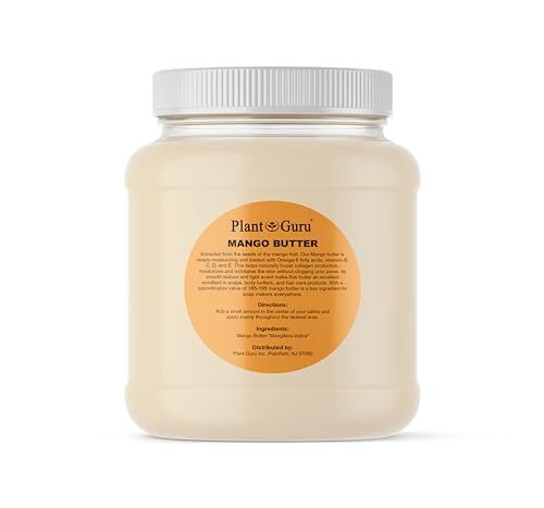 Raw Mango Butter 3 lbs. Bulk Jar - 100% Pure Natural Unrefined - Great for Skin, and Hair Growth. DIY Soap Making, Body Butters, Lotions and Creams.