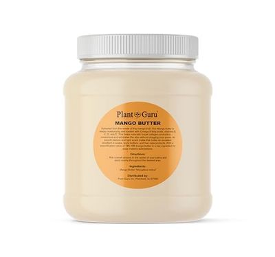 Raw Mango Butter 3 lbs. Bulk Jar - 100% Pure Natural Unrefined - Great for Skin, and Hair Growth. DIY Soap Making, Body Butters, Lotions and Creams.
