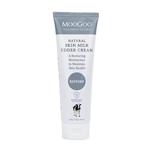MooGoo Natural Skin Milk Udder Cream - Lightweight Face &amp; Body Moisturizer for Sensitive, Irritated, Dry or Itchy Skin, For All Ages Including Children, 120g/4.2oz.