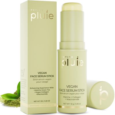 Petite Pluie Vegan Face Serum Stick (0.35 oz) with Green Tea, Collagen, and Niacinamide For Anti-Aging &amp; Moisturizing Balm Stick, Hydrating Stick For Face Korean