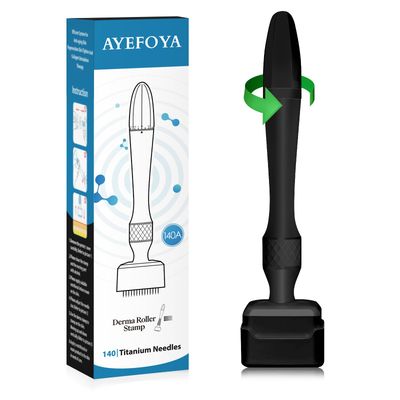 Microneedle Derma Roller - Stamp Alternative -Microneedling Micro Needle Roller for Men and Women - Dermaroller For Beard Scalp Skin Care Tool 0.25mmBlack