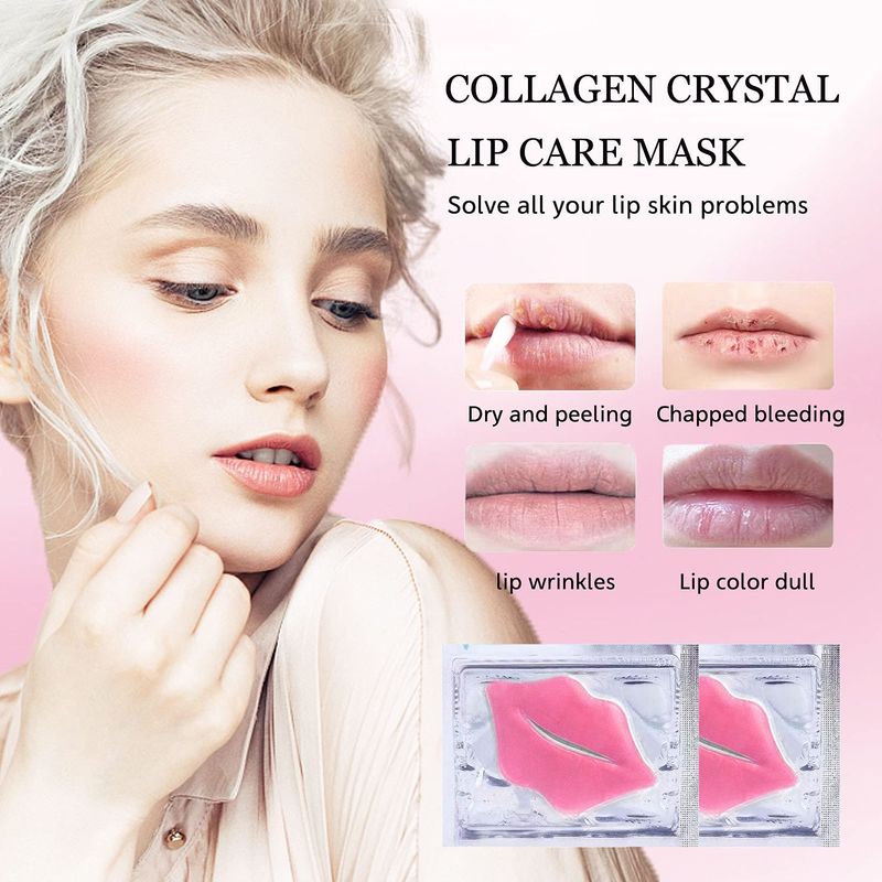 NIYET 30 pieces of Moisturizing Collagen Crystal Lip Mask - Anti-Ageing &amp; Anti Chapped, Reduce lip Wrinkles, Fade Lip Color, Make Skin Smooth And Firm Collagen Lip Pieces (Pink)