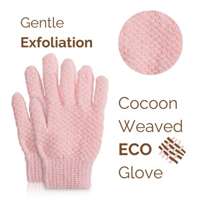 SunFX Exfoliating Gloves | Deep Cleansing Body Scrub Mitt for Pre-Tanning &amp; Dead Skin Removal | Reusable Gloves for Smooth, Soft Skin | Ideal for Self-Tanning Prep &amp; Full Body Exfoliation (Pink)