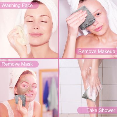 Syhood 12 Pieces Face Wash Cloth 12 x 12 in Makeup Remover Cloths Towel Coral Velvet Facial Microfiber Cloths Soft Fast Drying Facial Cleansing Towel for Face(Beige, Gray)