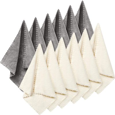 Syhood 12 Pieces Face Wash Cloth 12 x 12 in Makeup Remover Cloths Towel Coral Velvet Facial Microfiber Cloths Soft Fast Drying Facial Cleansing Towel for Face(Beige, Gray)