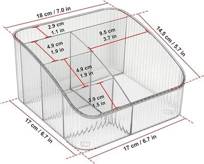 JessLab Makeup Organizer, PET Skincare Organizer with 5-Compartment Cosmetic Storage Makeup Organizer for Desk Wardrobe Bathroom Vanity Countertop, Transparent