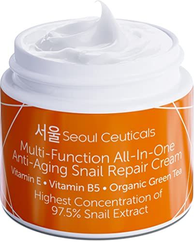 SeoulCeuticals Korean Skin Care 97.5% Snail Mucin Moisturizer Cream - K Beauty Skincare Day &amp; Night Snail Repair Cream Filtrate Cruelty Free 2oz