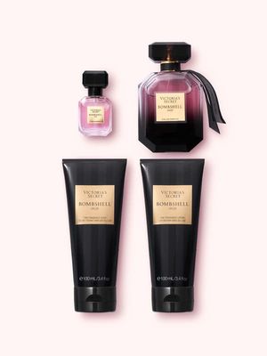 Victoria's Secret Bombshell Oud 4 Piece Gift Set: 1.7 oz. Eau de Parfum, Body Wash, Body Lotion, &amp; Mini Eau de Parfum