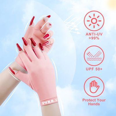 NXJ INFILILA UV Gloves for Nails, Anti UV Light Gloves for Gel Nails, Professional UPF 99+ UV Protection Gloves for Gel Manicure Skin Care Fingerless Gloves for Protecting Hands from UV Nail Lamp