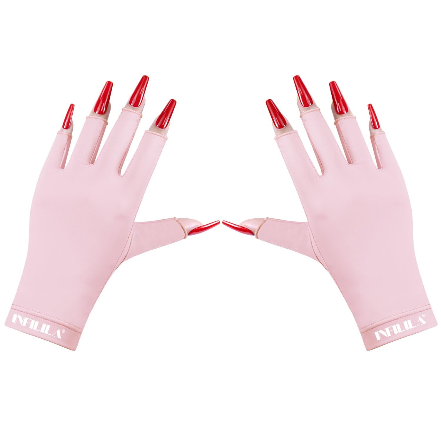 NXJ INFILILA UV Gloves for Nails, Anti UV Light Gloves for Gel Nails, Professional UPF 99+ UV Protection Gloves for Gel Manicure Skin Care Fingerless Gloves for Protecting Hands from UV Nail Lamp