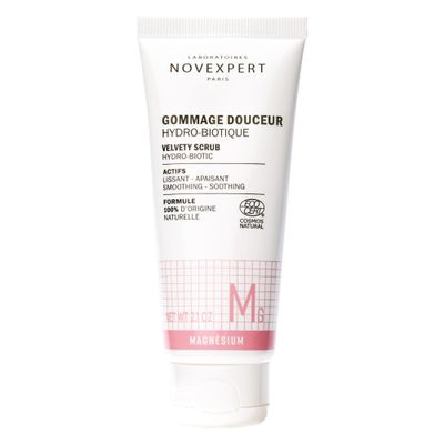 Novexpert Velvety Scrub Hydro-Biotic - Creamy Texture - Gently Exfoliates Face And Lips - Hydrates And Soothes - Skin Feels Smooth - Hypoallergenic - Vegan - Combination, Normal And Dry Skin - 2 Oz