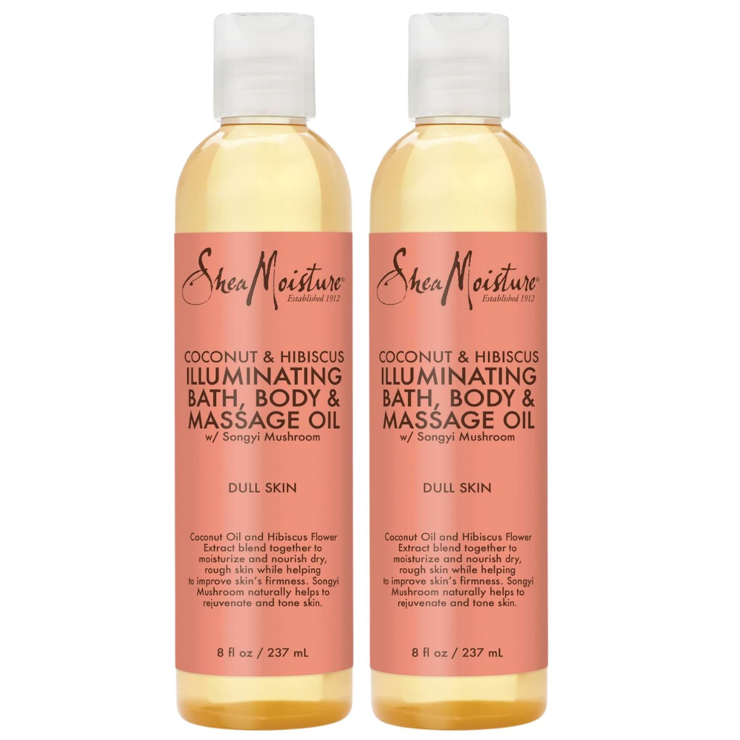 SheaMoisture Body Oil with Coconut &amp; Hibiscus for Bath and Shower, Coconut Massage Oil &amp; Coconut Body Oil, Shea Moisture Body Oil with Hibiscus Flower Extracts (2 Pack, 8 Oz Ea)