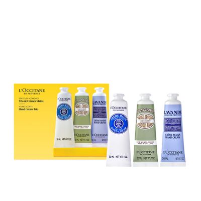 LOCCITANE Hand Cream Classics, 3-Piece Set: Moisturizing Hand Creams, Shea, Almond, Lavender Iconic Scents, Vegan, All Skin Types, Made in France