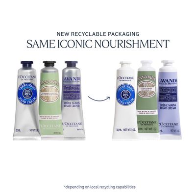 LOCCITANE Hand Cream Classics, 3-Piece Set: Moisturizing Hand Creams, Shea, Almond, Lavender Iconic Scents, Vegan, All Skin Types, Made in France