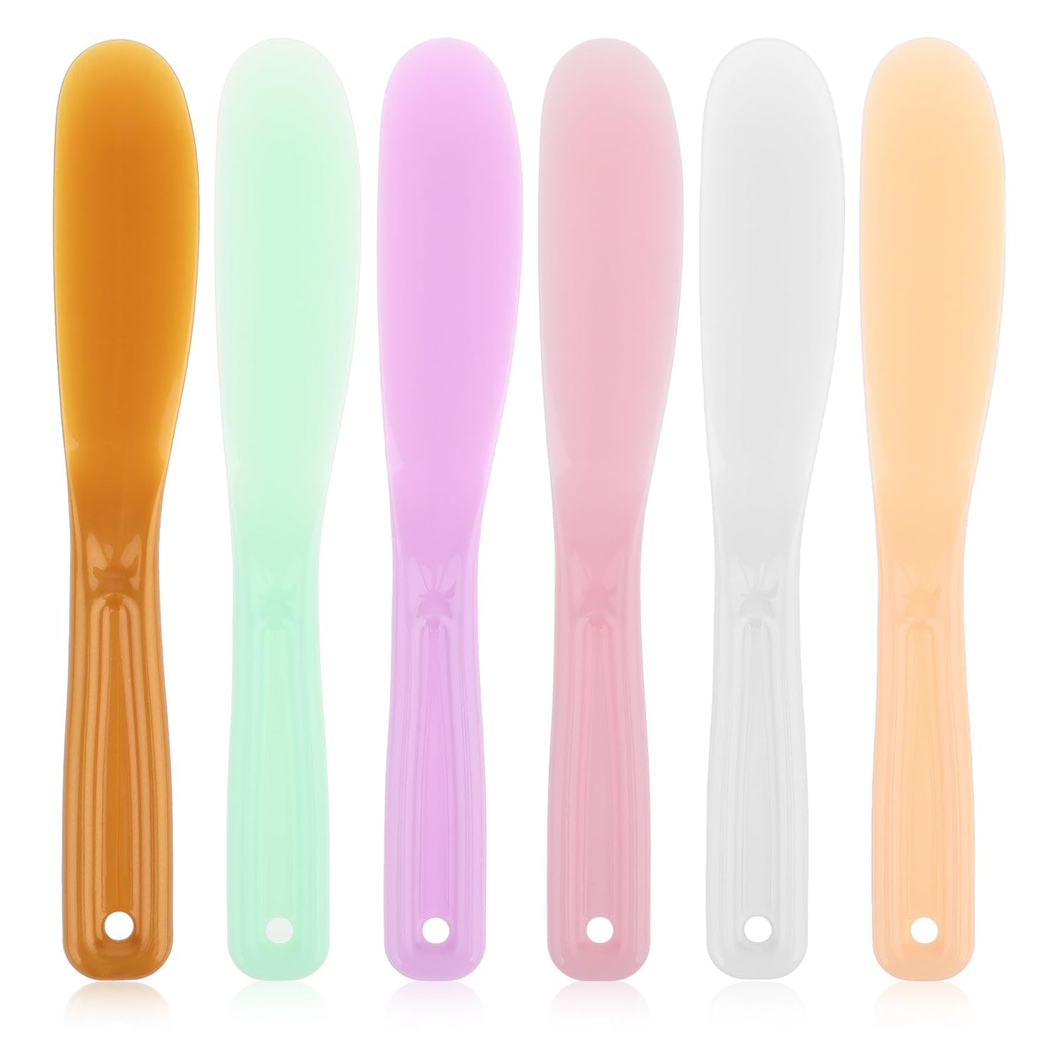 Qianyu 6Pcs Large Makeup Scoops Spatulas Plastic Cosmetic Spatula Face Mask Spoon Stick Applicator Beauty Spa Facial Skin Care Tools for DIY Cream Lotions Moisturizers Mixing and Sampling