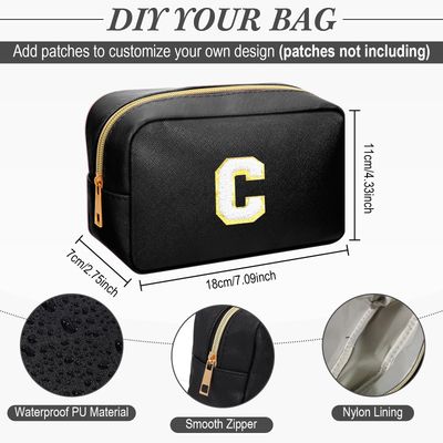 Sweetude 10 Pcs Preppy Makeup Bag Bulk Cosmetic Bag Valentine's Day Gift Return Gifts for Women DIY Toiletry Bag Birthday Gift PU Leather Skincare Pouch Small Makeup Bag(Black)
