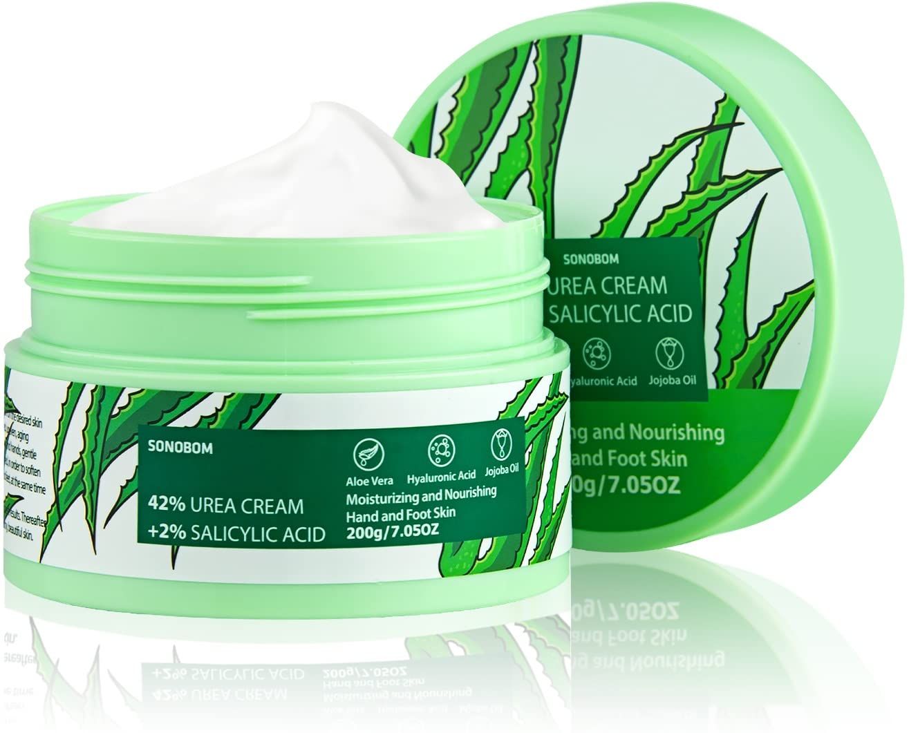 Urea Cream 42 Percent for Feet 7.0 Oz, 2% Salicylic Acid, Aloe Vera, Hyaluronic Acid , Deeply Moisturize Skin Cream For Dry Cracked Feet, Hands, Heels, Elbows, Nails, Knees, Intensive Moisturizes &amp;