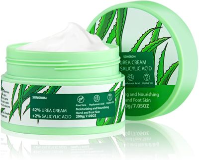 Urea Cream 42 Percent for Feet 7.0 Oz, 2% Salicylic Acid, Aloe Vera, Hyaluronic Acid , Deeply Moisturize Skin Cream For Dry Cracked Feet, Hands, Heels, Elbows, Nails, Knees, Intensive Moisturizes &amp;