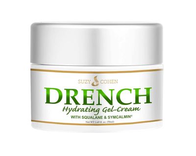 Suzy Cohen Drench Hydrogel Face Moisturizer for Women and Men. Soothes dry, itchy, dull skin and softens fine lines. Anti-aging face cream for dry skin with squalane, aloe, aspen extract &amp; Sym-Calmin.