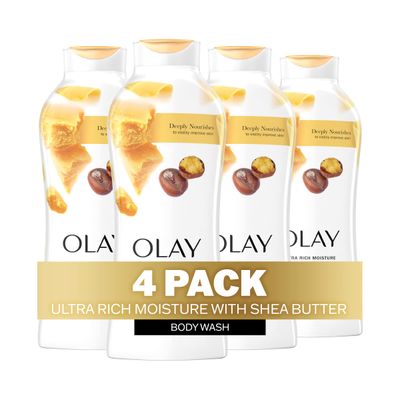 Olay Body Wash Ultra Rich Moisture for Women, Deeply Nourishes, Vitamin B3 Complex, Clinically Proven, Shea Butter Scent, 22 fl oz (Pack of 4)