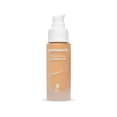 Mamaearth Glow Serum Foundation - 05 Beige Glow Shade | with Vitamin C &amp; Turmeric | Up to 12 Hour Buildable Coverage | Waterproof &amp; Lightweight | 1.01 Fl Oz (30ml)