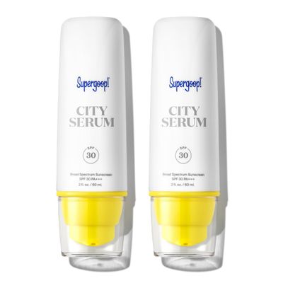 Supergoop! City Serum - 2 fl oz, Pack of 2 - SPF 30 PA+++ Anti-Aging Morning Lotion for Face - Lightweight Formula with Vitamin E &amp; B5 - Great for Guys