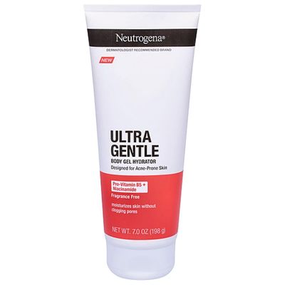 Neutrogena Ultra Gentle Body Gel Hydrator with Pro-Vitamin B5 &amp; Niacinamide Designed for Acne-Prone &amp; Oily Skin, Body Gel Cream Moisturizes Without Clogging Pores, Fragrance-Free, 7.0 oz