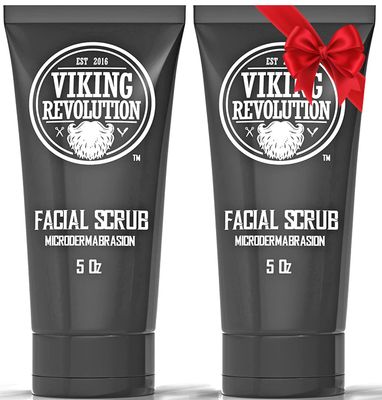 Viking Revolution Microdermabrasion Face Scrub for Men - Facial Cleanser for Skin Exfoliating, Deep Cleansing, Removing Blackheads, Acne, Ingrown Hairs - Men&#39;s Face Scrub for Pre-Shave (2 Pack)